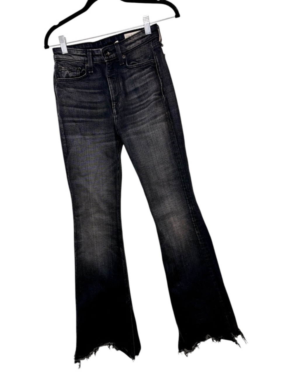 Rag & Bone Nina High-Rise Flare Onyx Black Size 24 - Picture 3 of 11